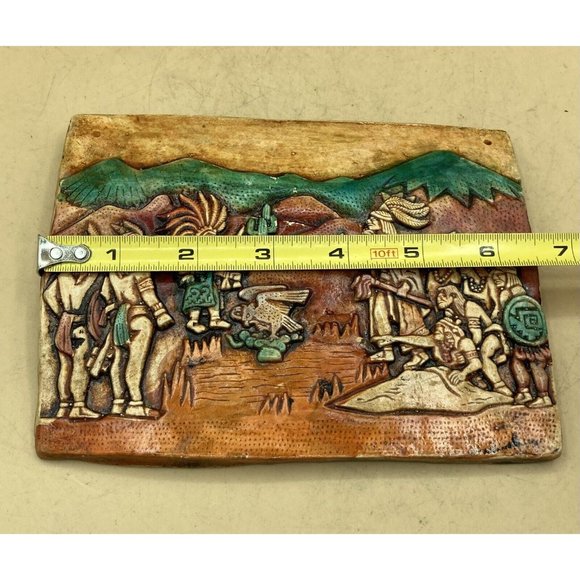 Indian Aztec Mayan Ceramic Tile Vintage Folk Art READ - Picture 9 of 11